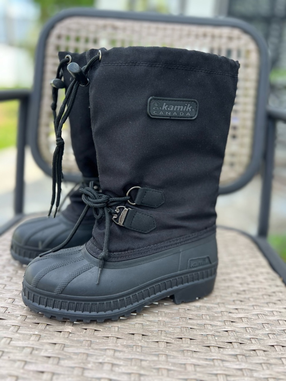 Kamik Kids Black Insulated Winter Boots with Drawstring